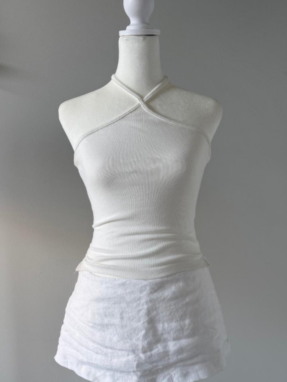 Princess Polly white ribbed halter tank